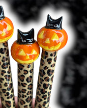 Pumpkin Black Cat Crochet Hook Long or Short Grips Choose One
