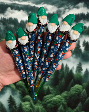 Holiday Gnome Crochet Hook Long or Short Grips Choose One