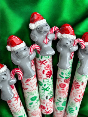 Holiday Manatee Crochet Hook Long or Short Grips Choose One