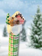 Winter Cabin with Moose Crochet Hook Long or Short Grips Choose One